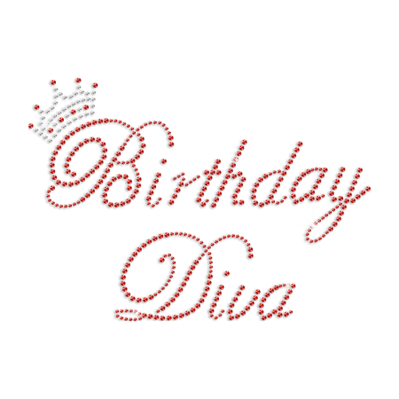 Happy Birthday Diva Rhinestone Hotfix Transfer